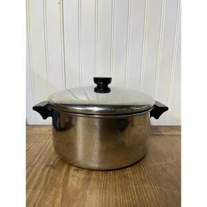 Revere Ware 4 1/2 Qt Stainless Steel Tri-Ply Disc Bottom Stock Pot & Lid Clinton